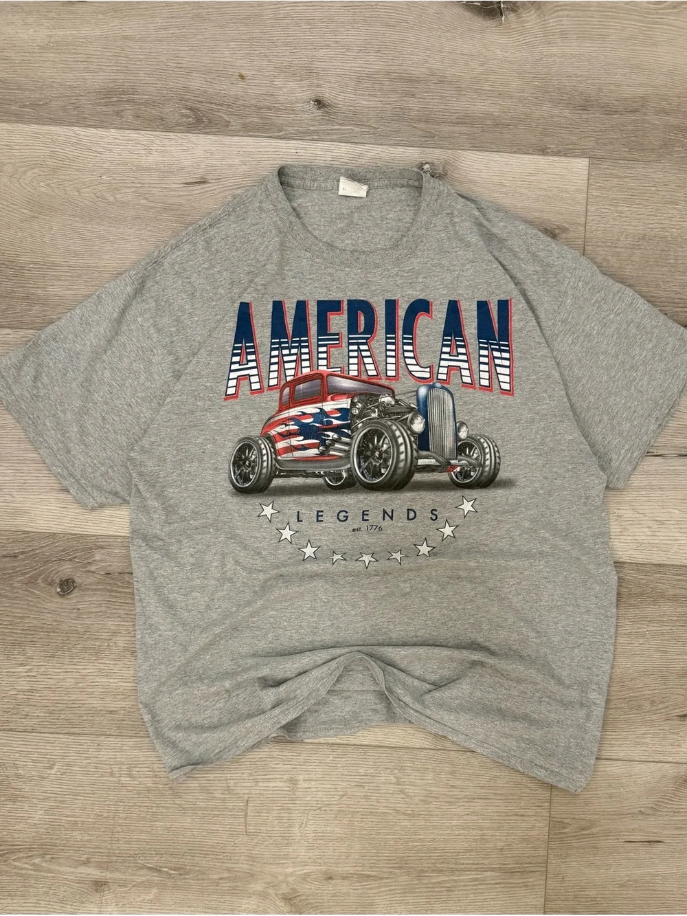 Fruit of the Loom Gray 'American' Hot Rod Graphic Tee Vintage